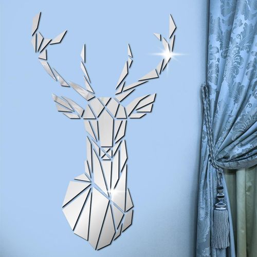 Generic Mirror Deer Head Acrylic Wall Sticker Decal Removable